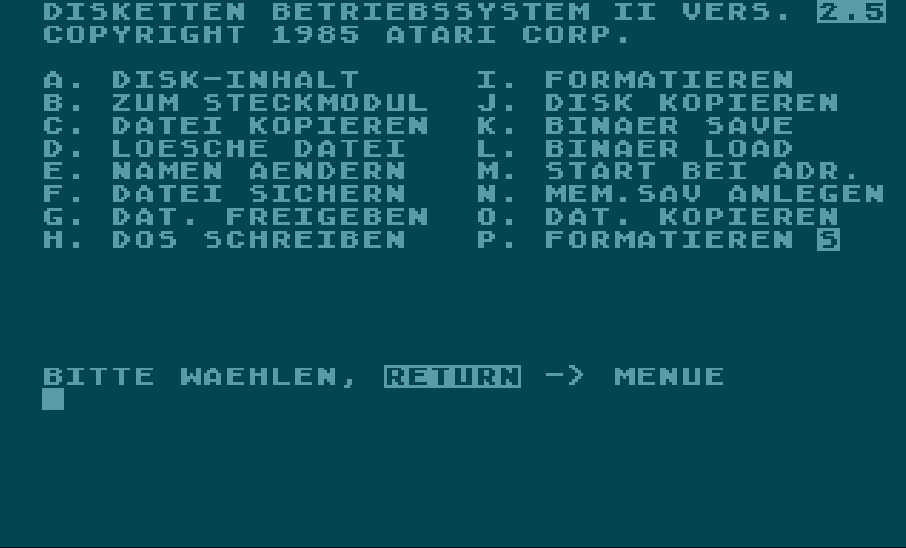 DOS 2.5 Menü deutsch